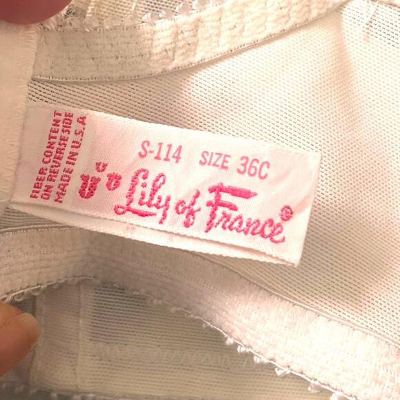 Vintage Lily of France 50s High End Bra Sheer Floral White VTGE Size 36C/XS/S - Picture 8 of 8